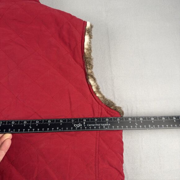 Reversible Womens Vest Lg Red Quilted & Faux Fur Full Zip by Charter Club - Picture 15 of 16